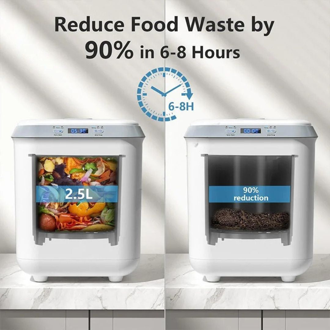 Kitchen Food Waste Disposer and Composting Machine Intelligent Food Waste Dryer AU Plug White 30.2 × 27.4 × 32.7cm