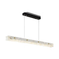 Luxury Linear Pendant Light LED Minimalist Natural Marble Chandelier Hanging Ceiling Fixtures for Kitchen Island Dining Room Bar Black 150x8x6cm
