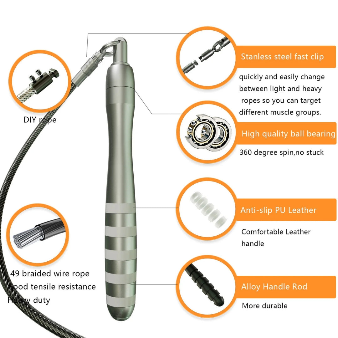 T45 CrossFit Speed Jump Rope Steel Wire Fast Skipping Rope Home Gym Fitness Workout Equipment Weight Loss Grey