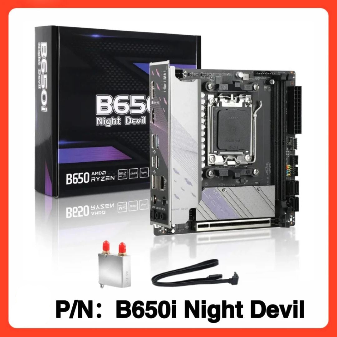 Mini-ITX Motherboard, AM5, DDR5, Compatible with AMD Ryzen 7000 Series, M.2 and PCIe Support, 17 × 17 cm