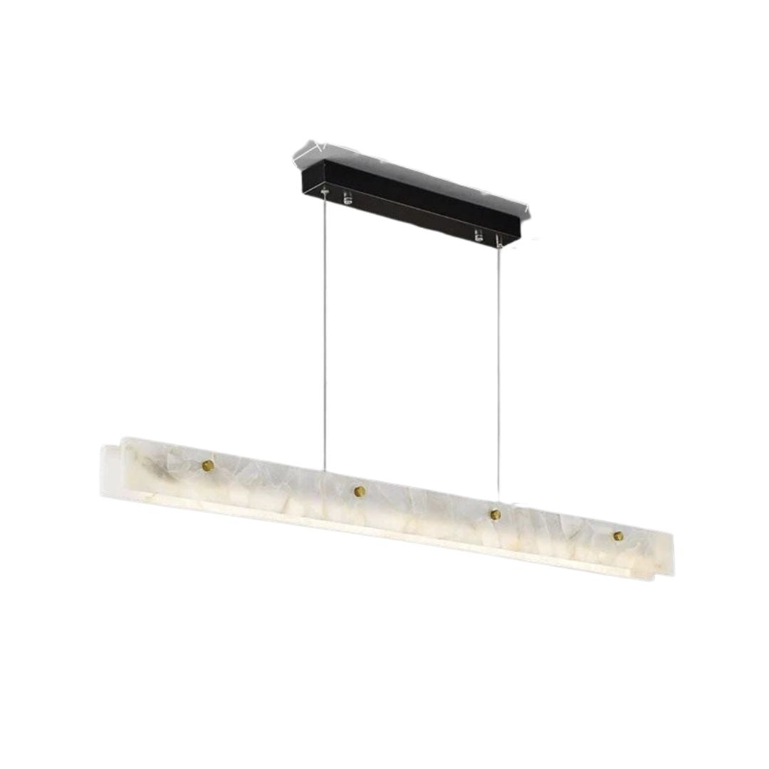 LED Marble Pendant Light 120cm Modern Linear Chandelier for Kitchen Island Dining Room and Bar Black