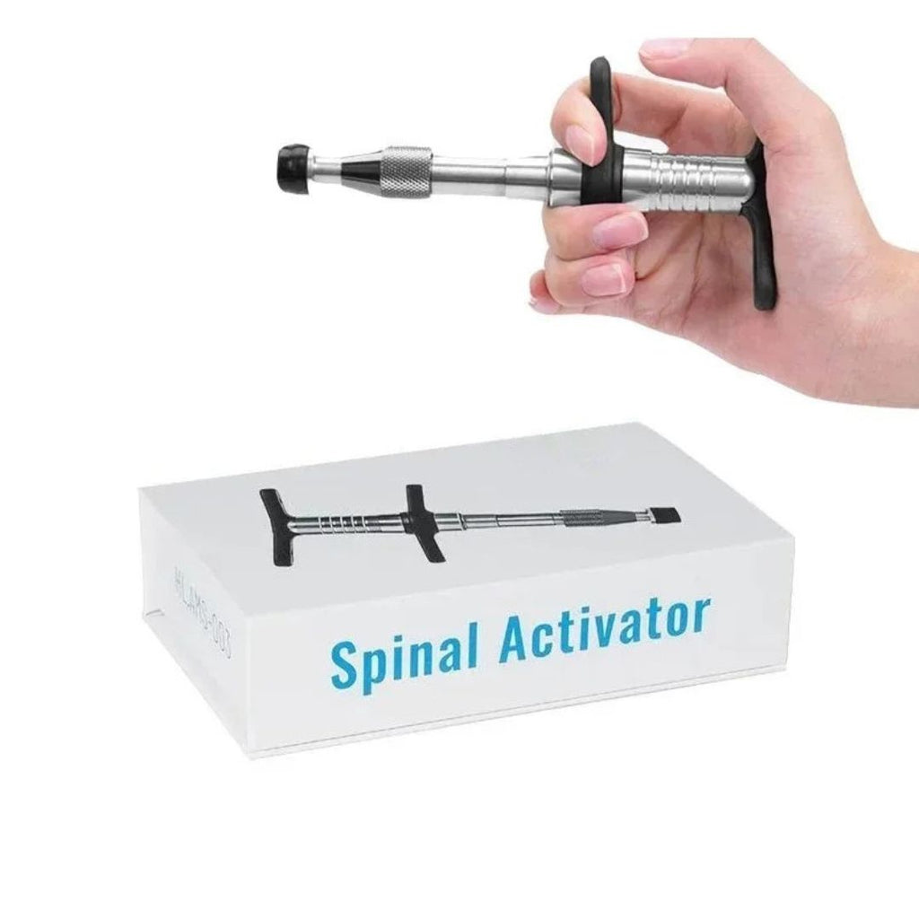 Manual Chiropractic Adjustment Tool Stainless Steel Spring-Loaded Massage Therapy Device 15.5x7.5cm Silver