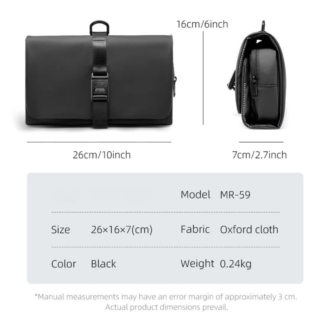 Hanging Travel Toiletry Bag Foldable Water Resistant Dopp Kit Cosmetic Organizer with Hidden Hook Black 26 × 16 × 7cm