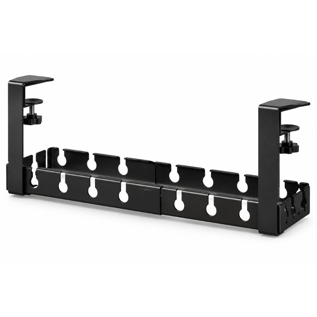 Retractable Under Desk Storage Rack No Drill Metal Cable Management Tray Wire Organizer Power Strip Holder Home Office 43-74×14×19cm