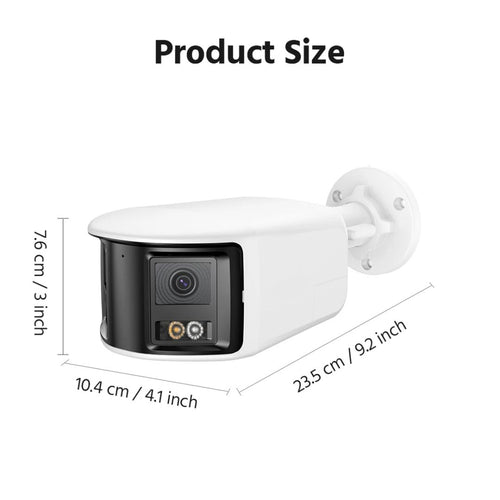 6MP Dual Lens Security Camera 180° Panorama IP67 CCTV Camera with Colour Night Vision Human and Vehicle Detection White