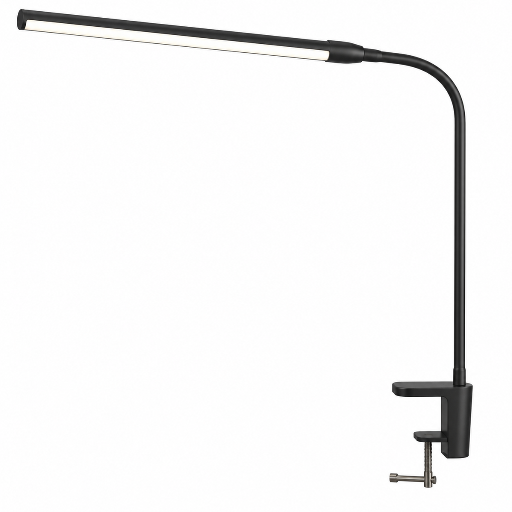 LED Desk Lamp Single Head Architect Office Light Eye Caring Stepless Dimmable Adjustable Gooseneck Study Work Lamp Black
