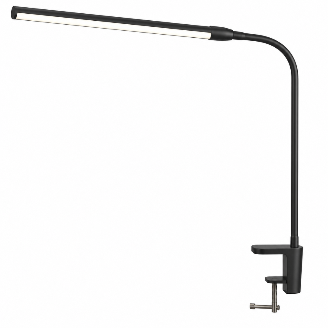 LED Desk Lamp Single Head Architect Office Light Eye Caring Stepless Dimmable Adjustable Gooseneck Study Work Lamp Black