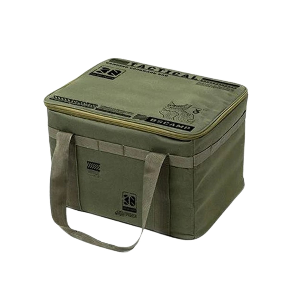 30L Insulated Waterproof Tactical Camping Storage Bag Foldable Picnic Tableware Cooking Gear Box Outdoor Organizer Green