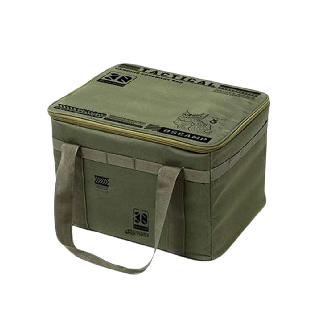 30L Insulated Waterproof Tactical Camping Storage Bag Foldable Picnic Tableware Cooking Gear Box Outdoor Organizer Green