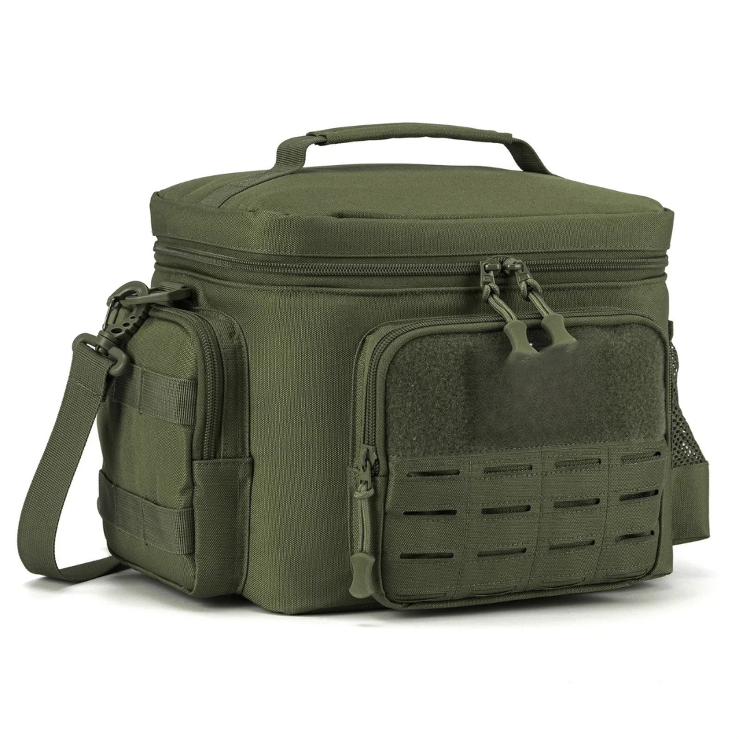 Tactical Thermal Cooler Bag Heavy Duty Insulated Lunch Box Leakproof Durable Meal Bag for Men Work Camping Picnic Green 30×20×22cm