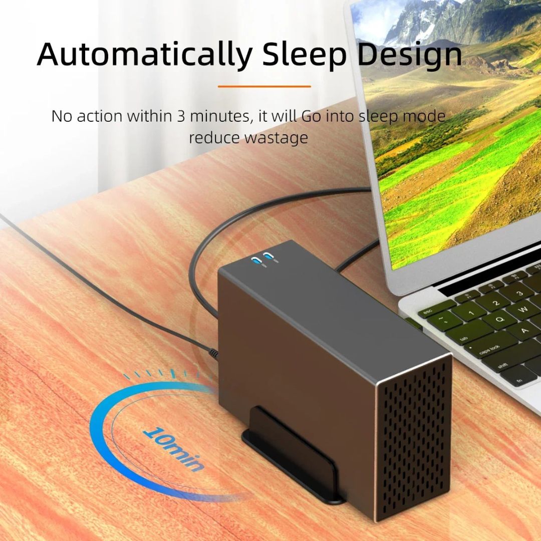 Dual Bay HDD Enclosure SATA RAID Hard Drive Docking Station for 6.35cm & 8.89cm Drives External Storage Case