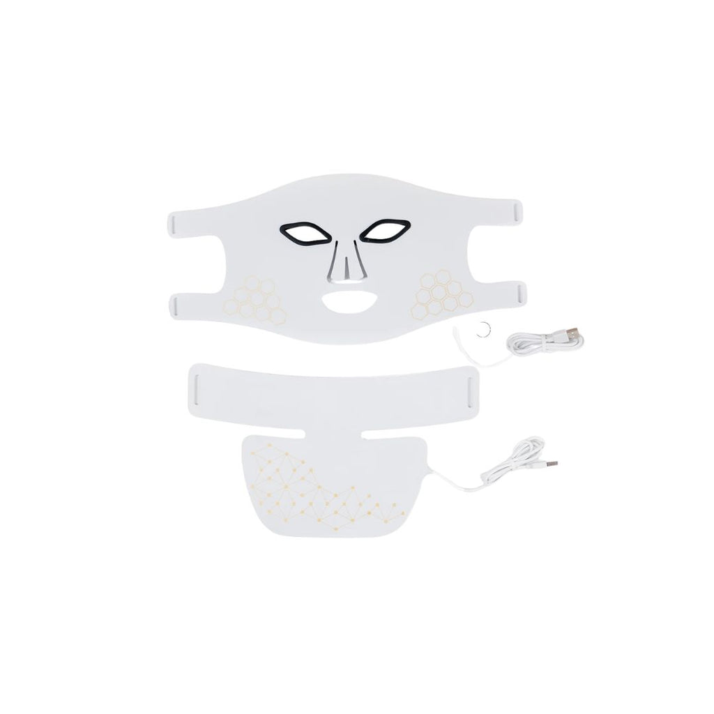 Rechargeable LED Light Therapy Face and Neck Mask 2-in-1 Red & Infrared Skincare Device White