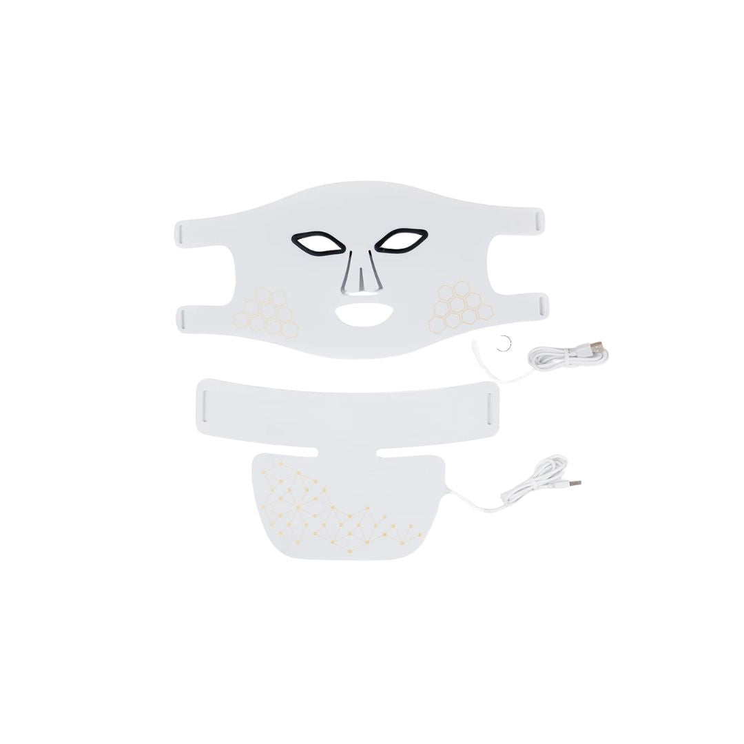 Rechargeable LED Light Therapy Face and Neck Mask 2-in-1 Red & Infrared Skincare Device White