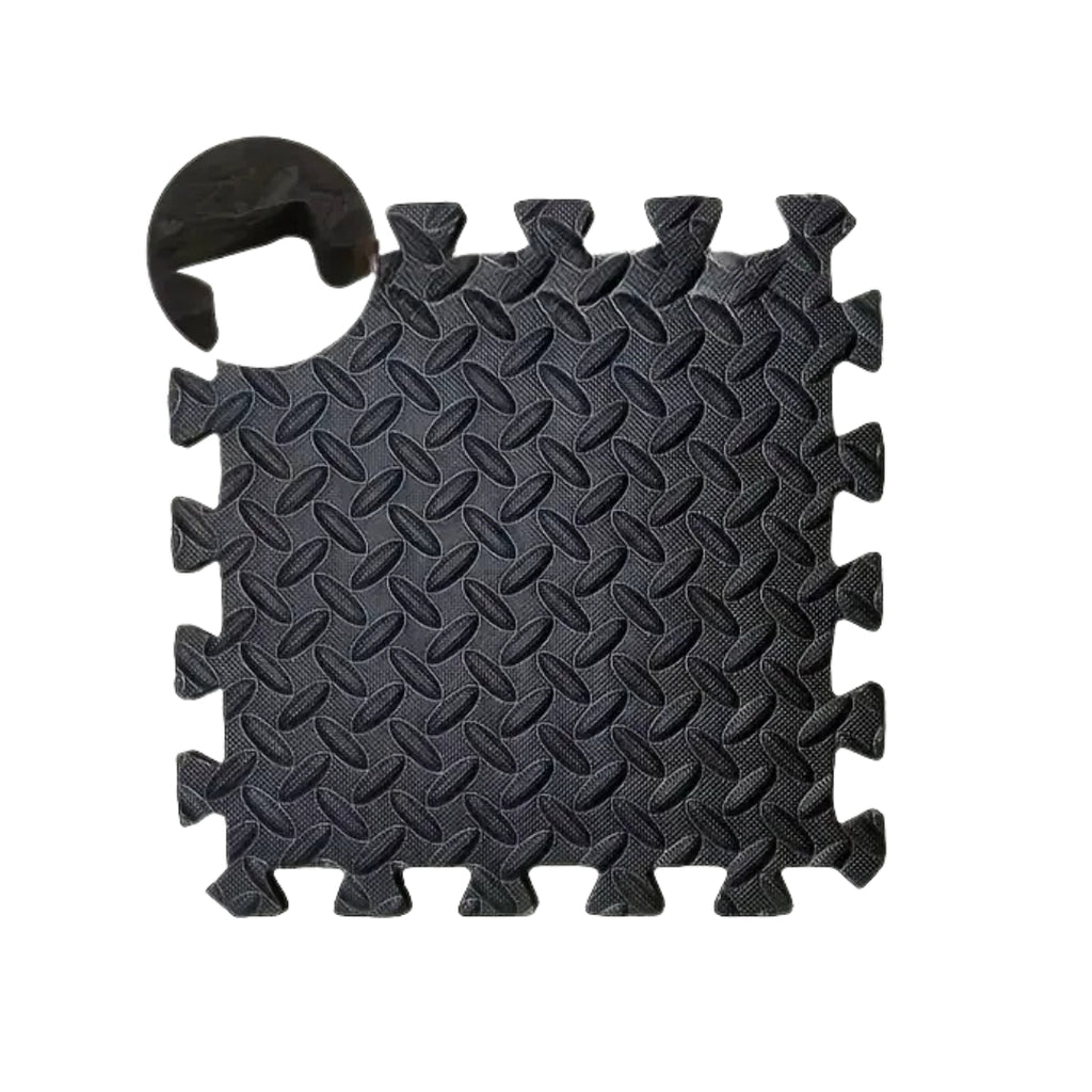 16PCS Interlocking Yoga Mat EVA Foam Flooring Tiles Non Slip Home Gym Fitness Exercise Protective Mat Black 30 × 30cm