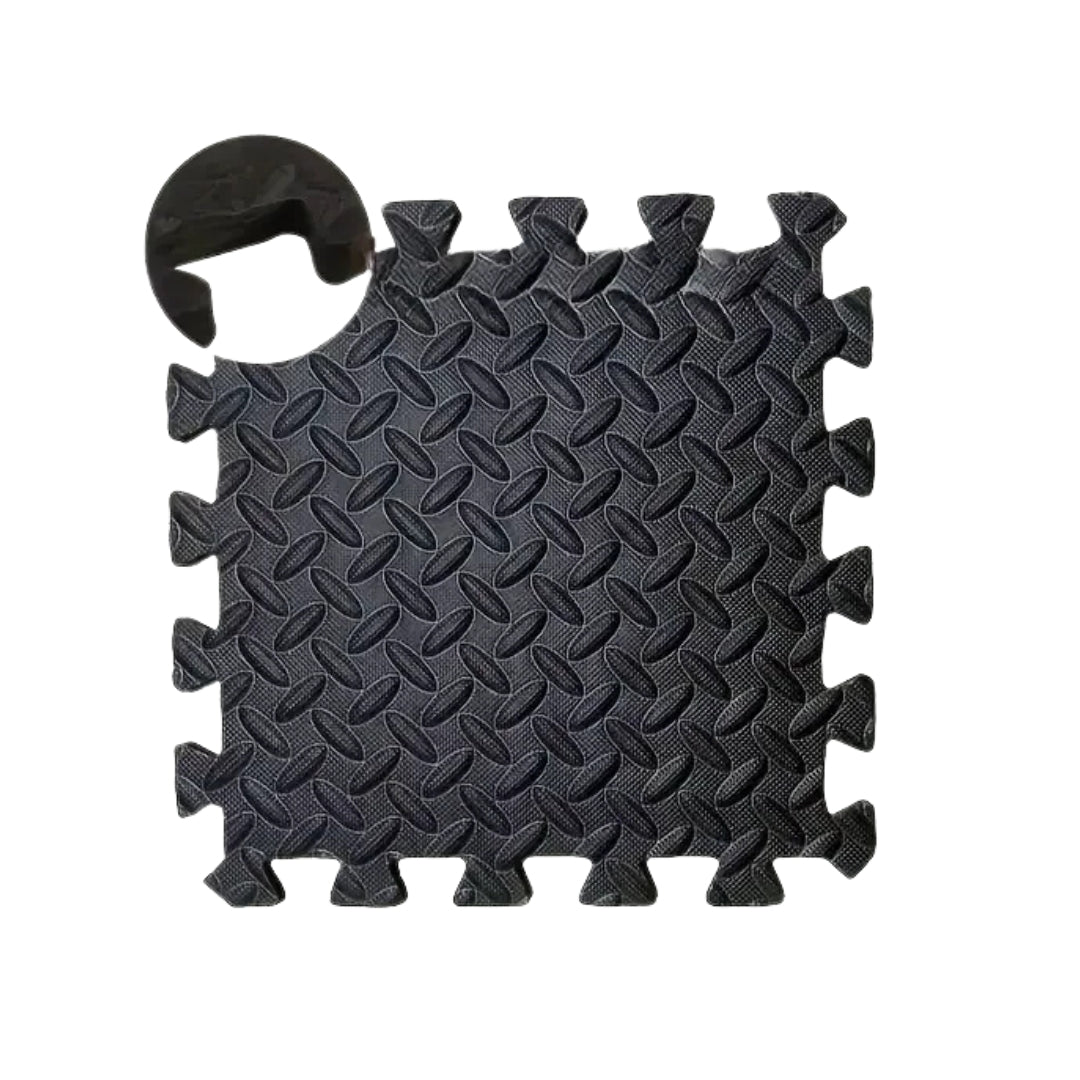 16PCS Interlocking Yoga Mat EVA Foam Flooring Tiles Non Slip Home Gym Fitness Exercise Protective Mat Black 30 × 30cm