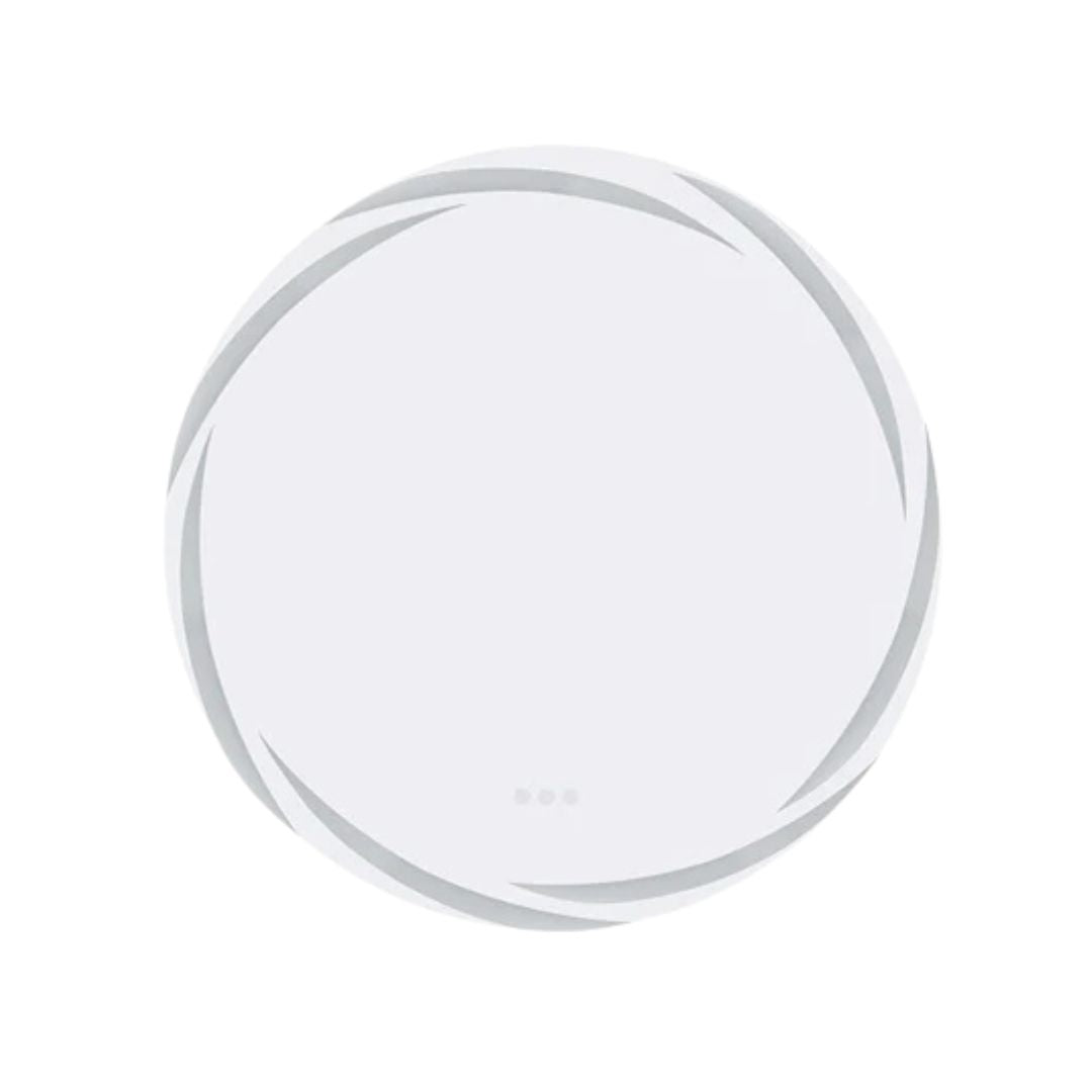 80 cm LED Bathroom Mirror Round Touch Screen Waterproof Anti Fog Vanity Mirror Wall Mounted for Wash Basin Shower Grooming
