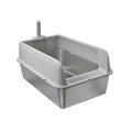 Stainless Steel Cat Litter Box Large Semi closed Metal Cat Litter Pan Tray with Spoon for Cats 59x33x29cm