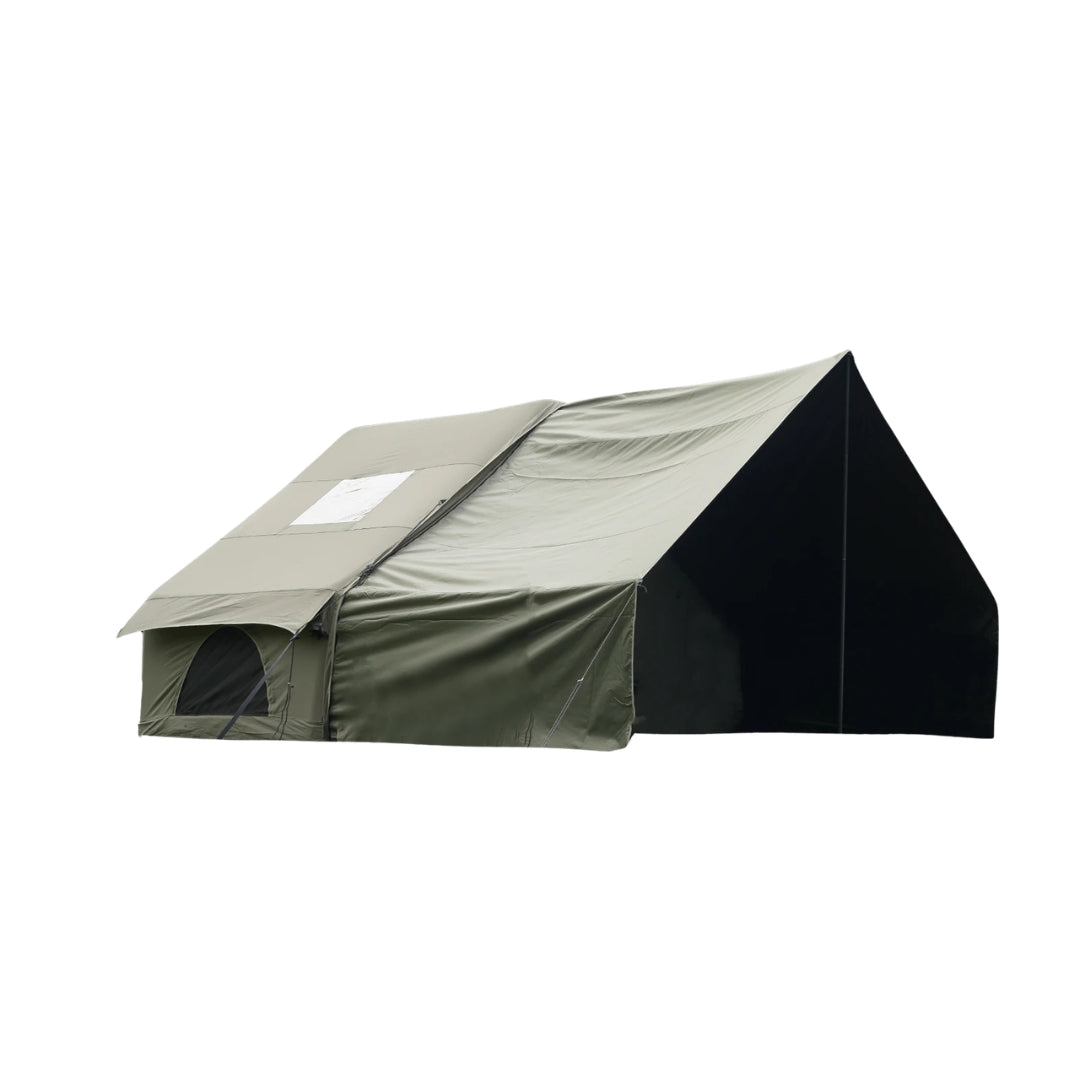 8 Person Inflatable Glamping Tent with Mesh Windows Hand Pump Large Canopy Living Room Camping Shelter Green