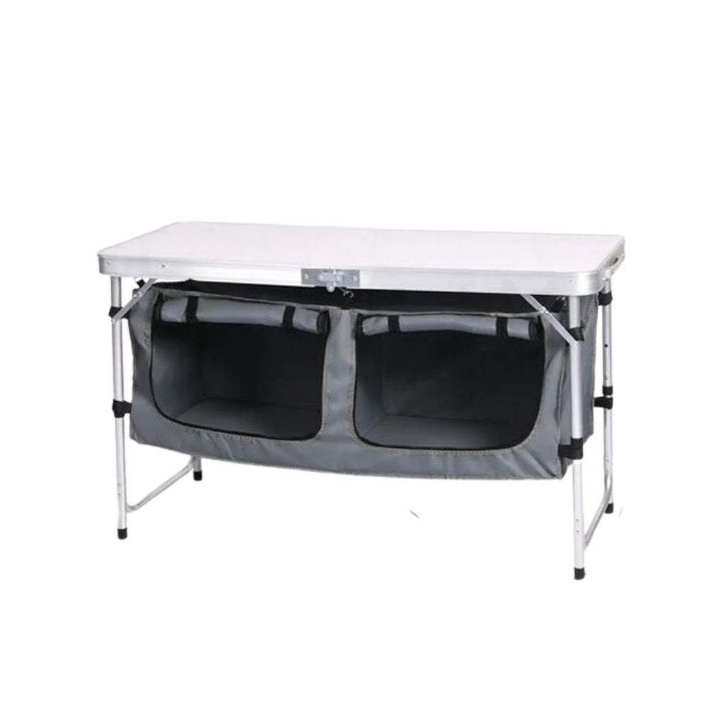 Folding Camping Table Portable Aluminium Picnic Table Foldable Outdoor BBQ Desk Silver 120x60x70cm