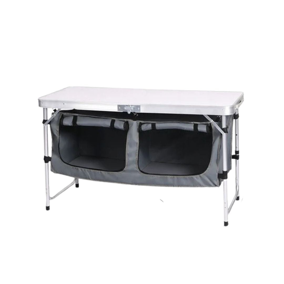 Folding Camping Table Portable Aluminium Picnic Table Foldable Outdoor BBQ Desk Silver 120x60x70cm