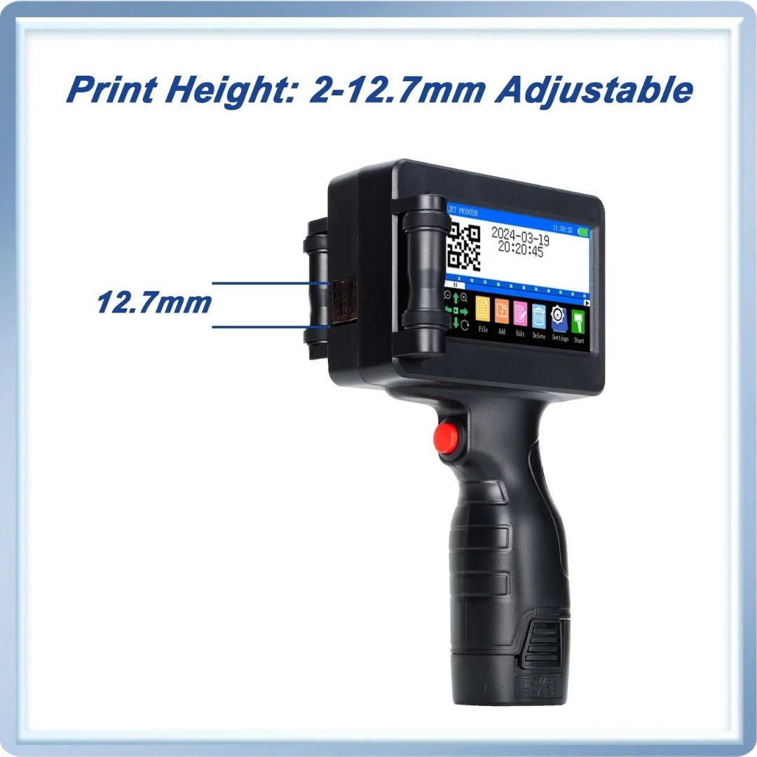 Handheld Inkjet Printer 12.7mm Portable 600DPI QR Barcode Logo Date Printer AU Plug No Ink Included