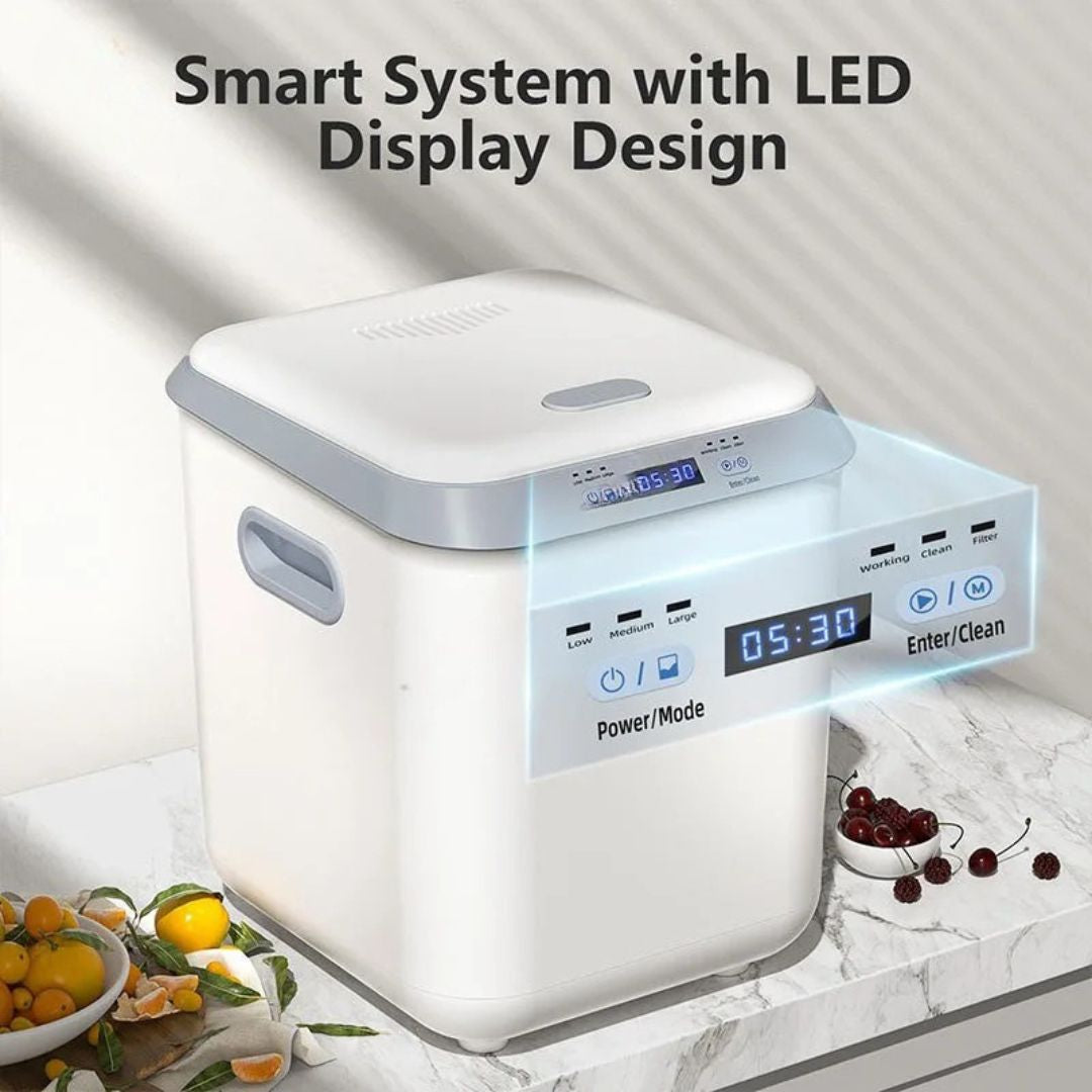 Kitchen Food Waste Disposer and Composting Machine Intelligent Food Waste Dryer AU Plug White 30.2 × 27.4 × 32.7cm