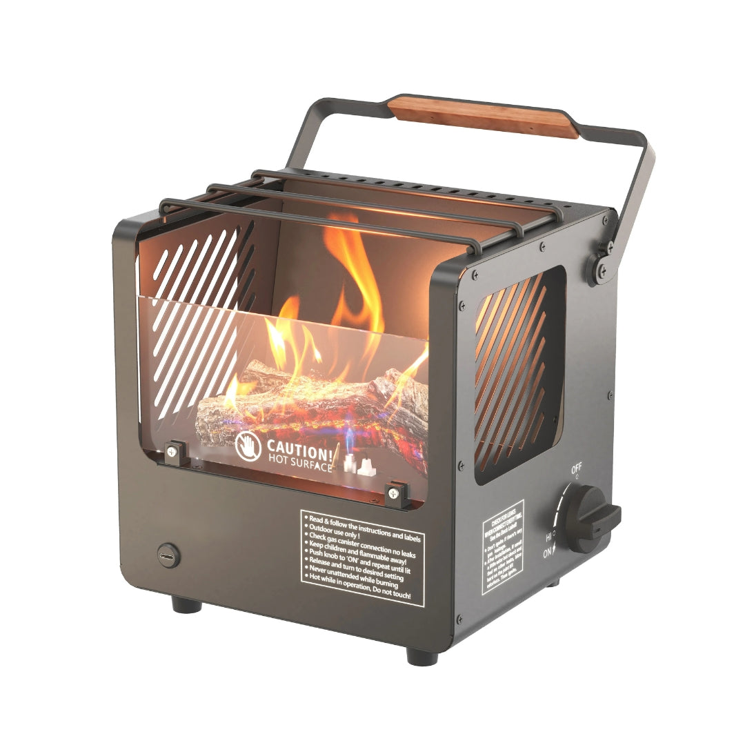 3 in 1 Portable Gas Camping Heater Stove and Fire Pit Outdoor Fireplace Smokeless Safety Protection Black