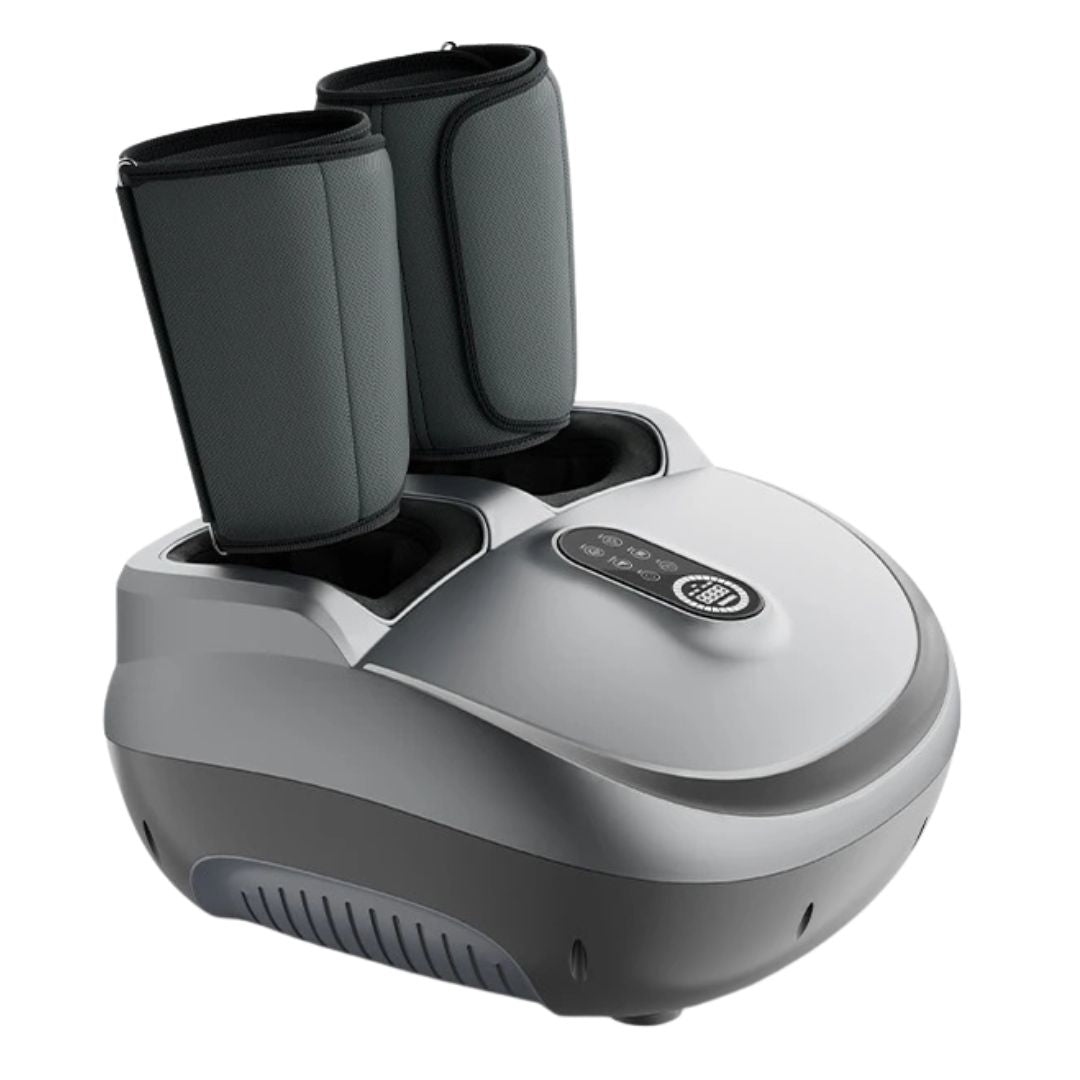 Electric Foot Massager with 8D Kneading Rollers Air Compression Heating Foot & Calf Massager AU Plug Silver