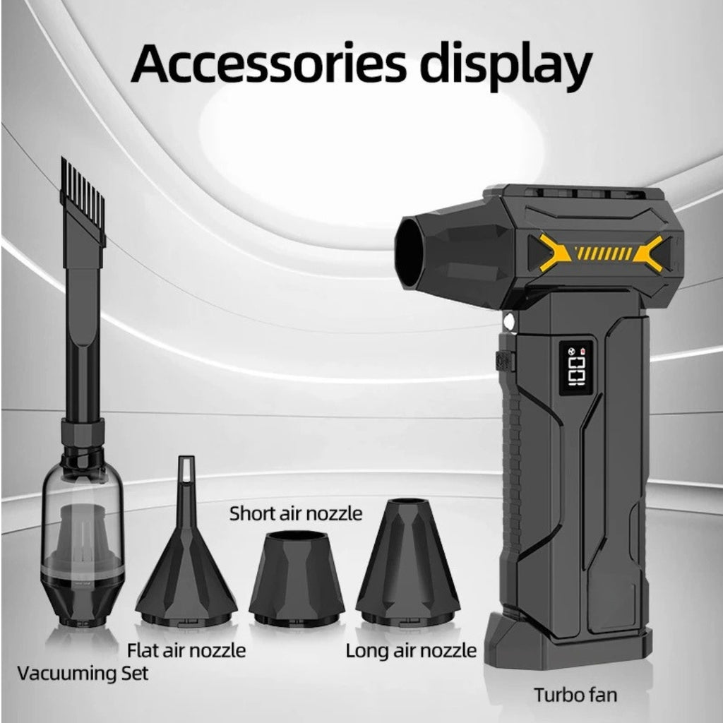 HFX7-XC 580000RPM Turbo Blower Cordless Electric Air Duster Vacuum Snow Blower 380g Force LED Light Car Cleaning 17.1x9.5cm