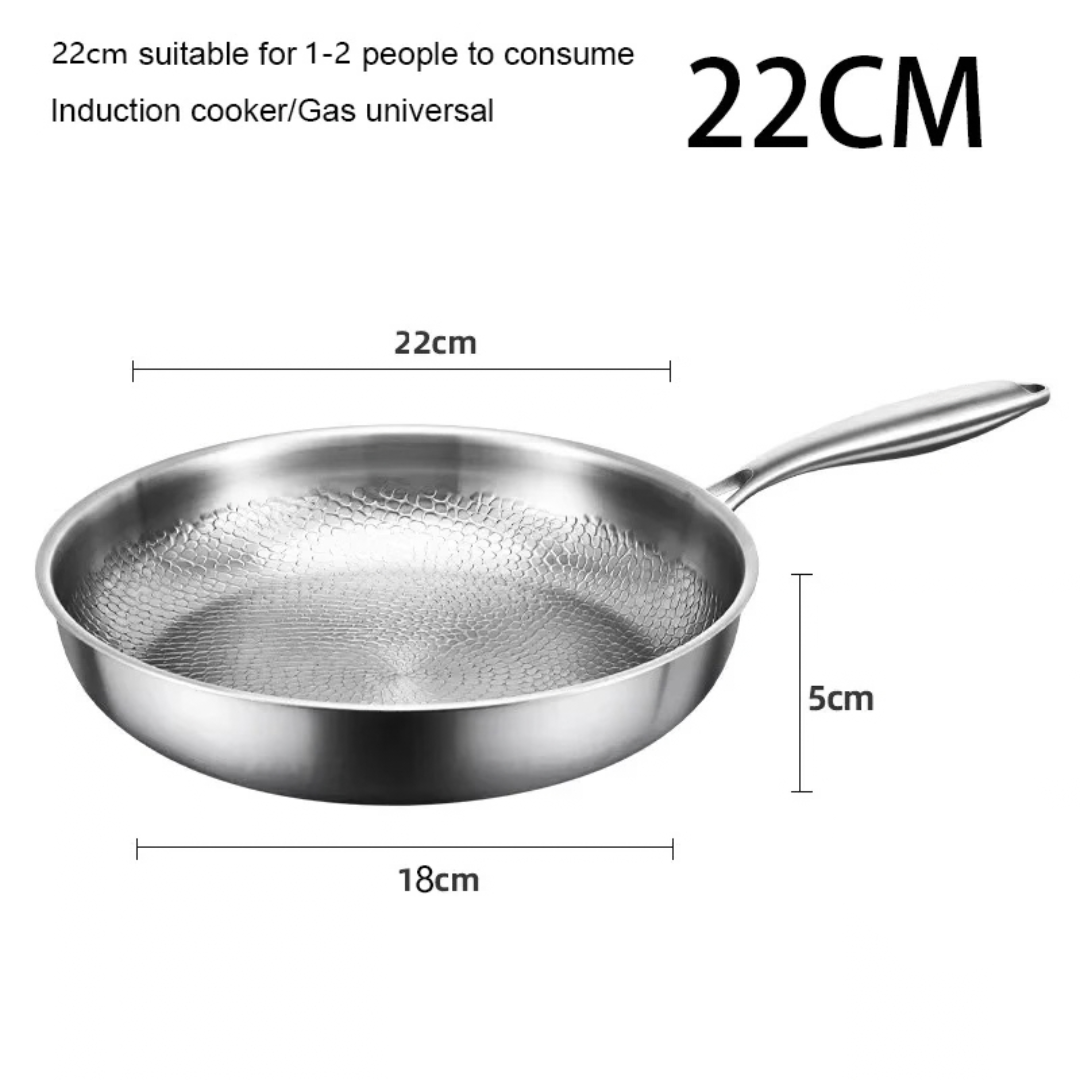 22cm Pure Titanium Frying Pan Non Stick Uncoated Fish Scale Hammer Pattern Titanium Alloy Cookware Kitchen Skillet