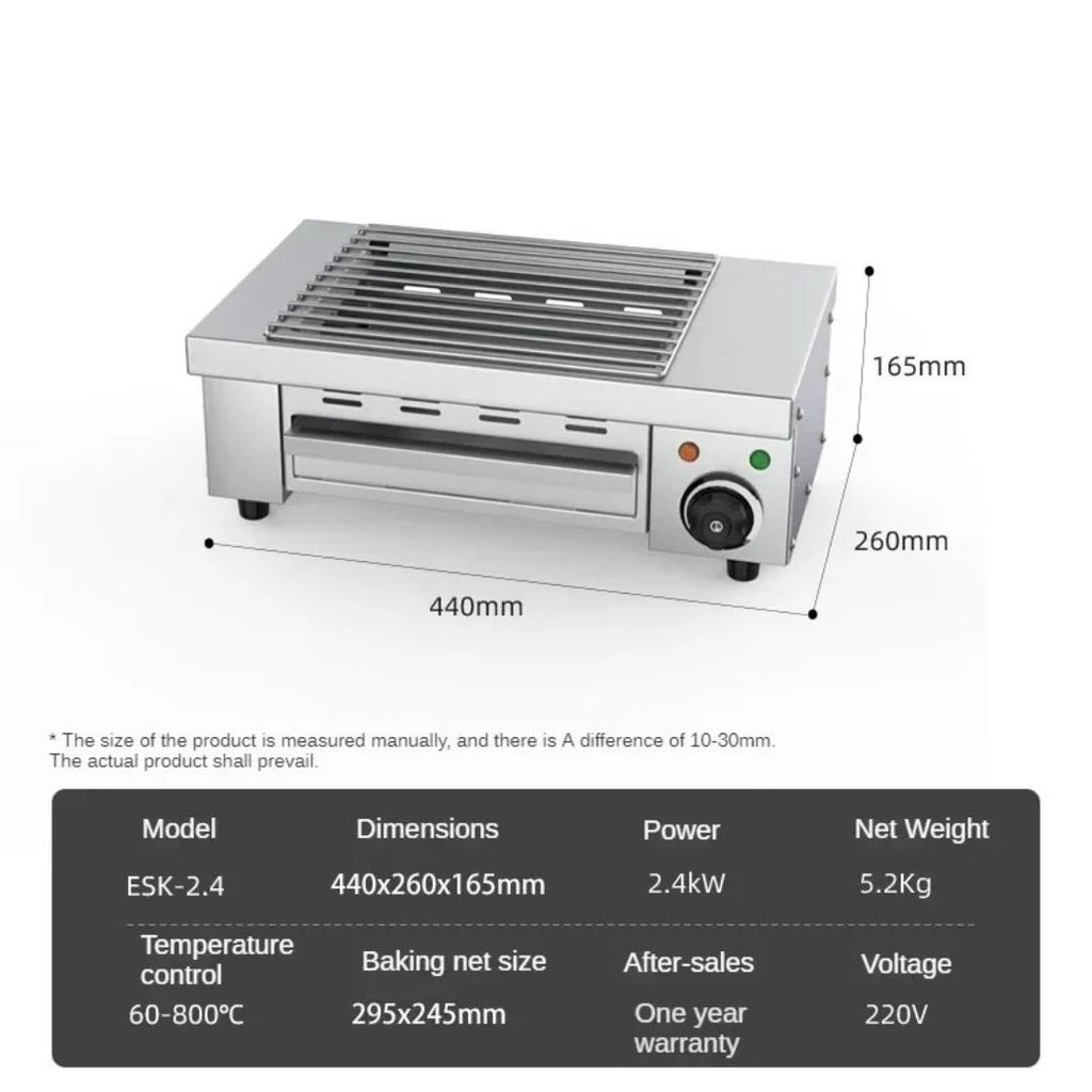 Electric Smokeless BBQ Grill Cast Iron Indoor Commercial Grill for Skewers and Seafood