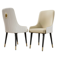 Dining Chairs Set of 2 43.5x45cm Microfiber Leather Luxury Kitchen Chairs with Lion Knocker White