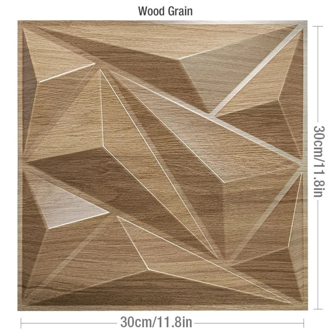 3D Wall Panels 10 Pack Waterproof Self Adhesive Wood Look Wallpaper Stickers 30cm for Kitchen Living Room