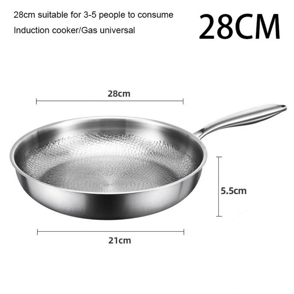 28cm Pure Titanium Frying Pan Non Stick Uncoated Fish Scale Hammer Pattern Titanium Alloy Cookware Kitchen Skillet