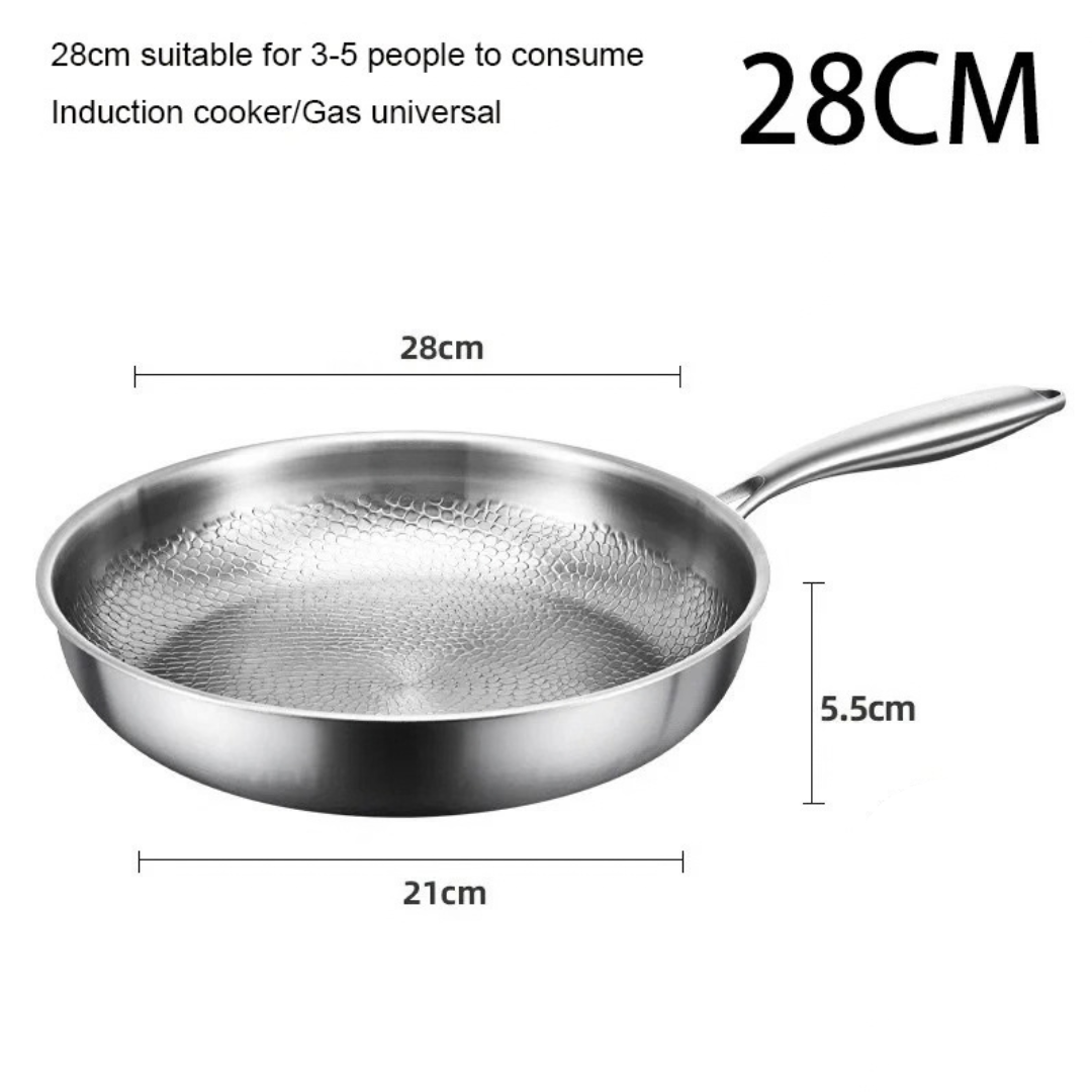 28cm Pure Titanium Frying Pan Non Stick Uncoated Fish Scale Hammer Pattern Titanium Alloy Cookware Kitchen Skillet