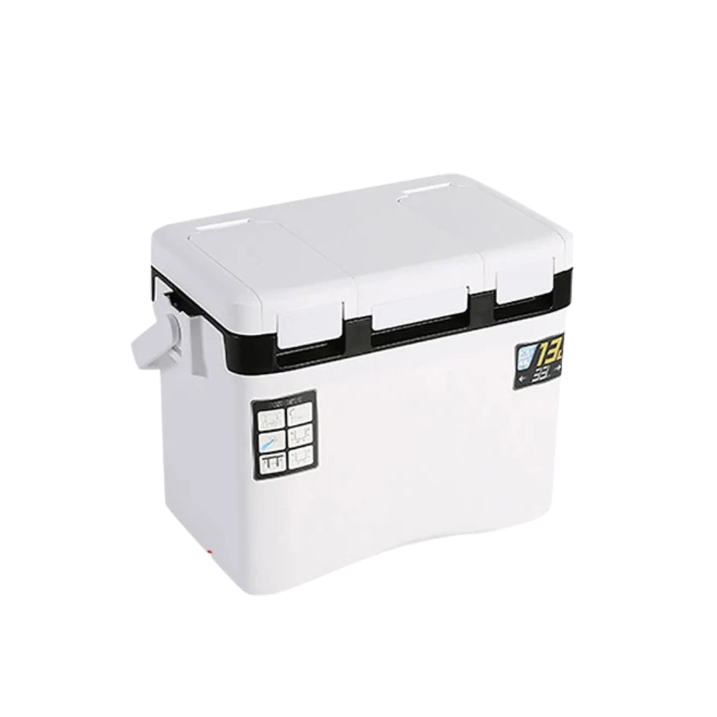 13L Fishing Cooler Box Tackle Storage Case Outdoor Fish Tank Gear Box with Air Holes Window Cover Portable 38 × 23.5 × 33.5cm