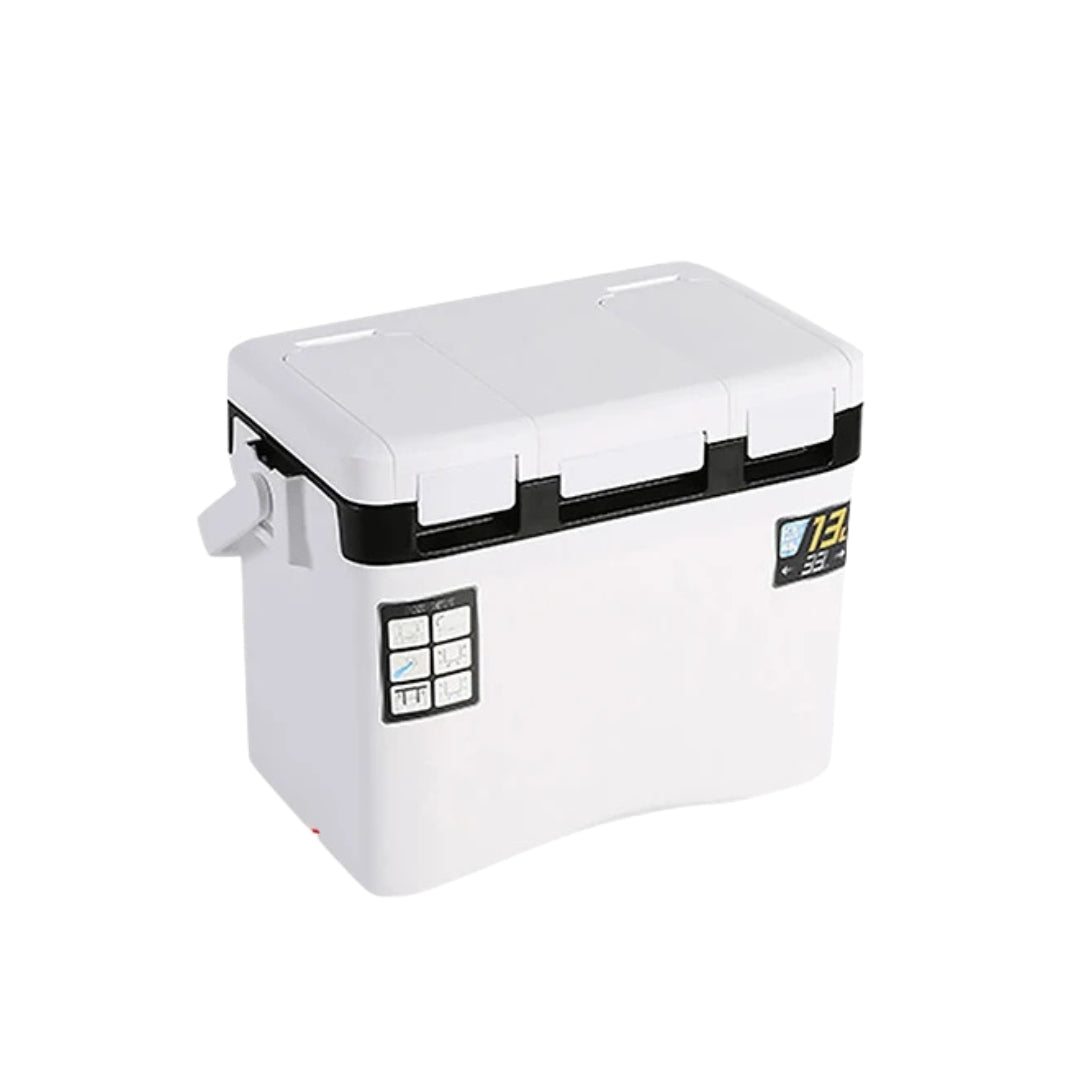 13L Fishing Cooler Box Tackle Storage Case Outdoor Fish Tank Gear Box with Air Holes Window Cover Portable 38 × 23.5 × 33.5cm