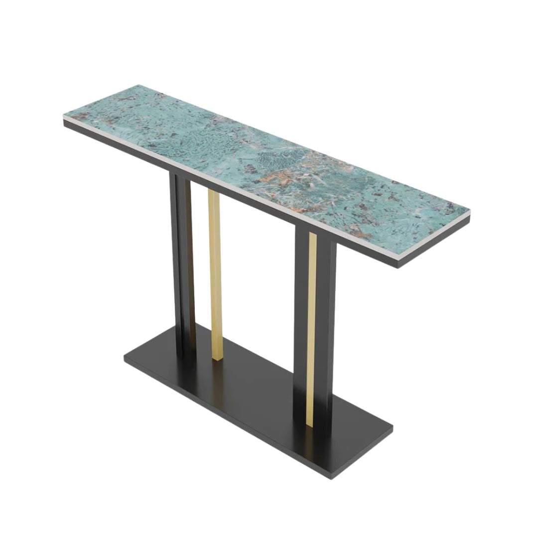 Marble Console Table 118x30x78cm Narrow Sofa Table White Blue Entryway Hallway Living Room Table