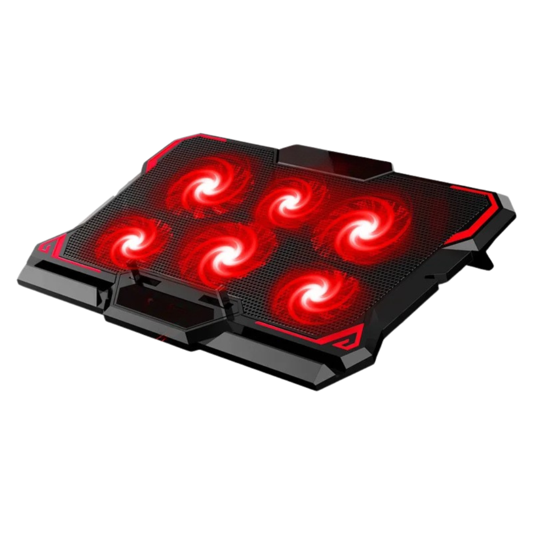 43cm Gaming Laptop Cooling Pad Six Fan 2600RPM Notebook Cooler Stand Two USB Port Laptop Cooling Stand Red Without Screen
