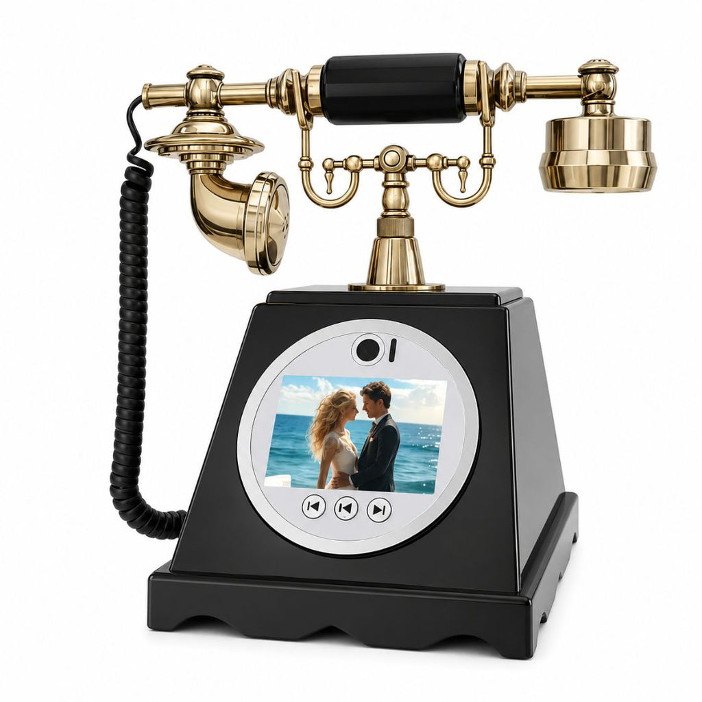 Voice Recorder Guestbook Retro Audio Recording Telephone for Weddings, Anniversaries and Family Events Premium Black