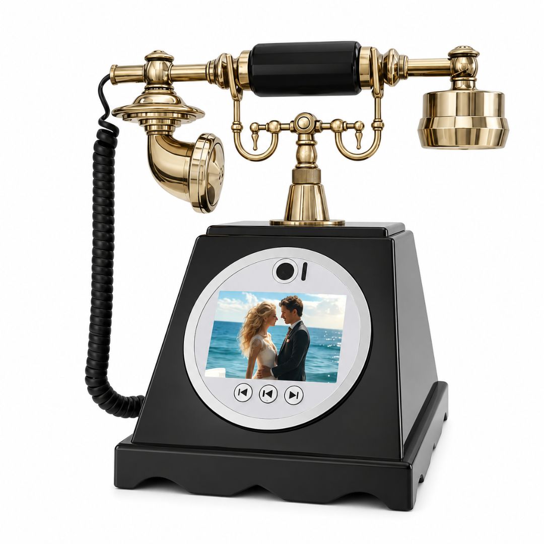 Voice Recorder Guestbook Retro Audio Recording Telephone for Weddings, Anniversaries and Family Events Premium Black
