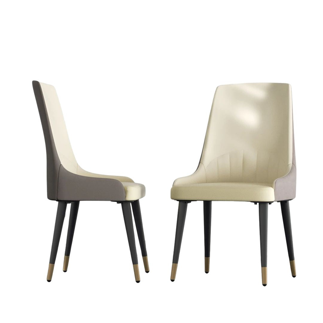 Dining Chairs Set of 2 43.5x43.5x90cm Microfiber Leather Luxury Kitchen Chairs with Lion Knocker Creamy White