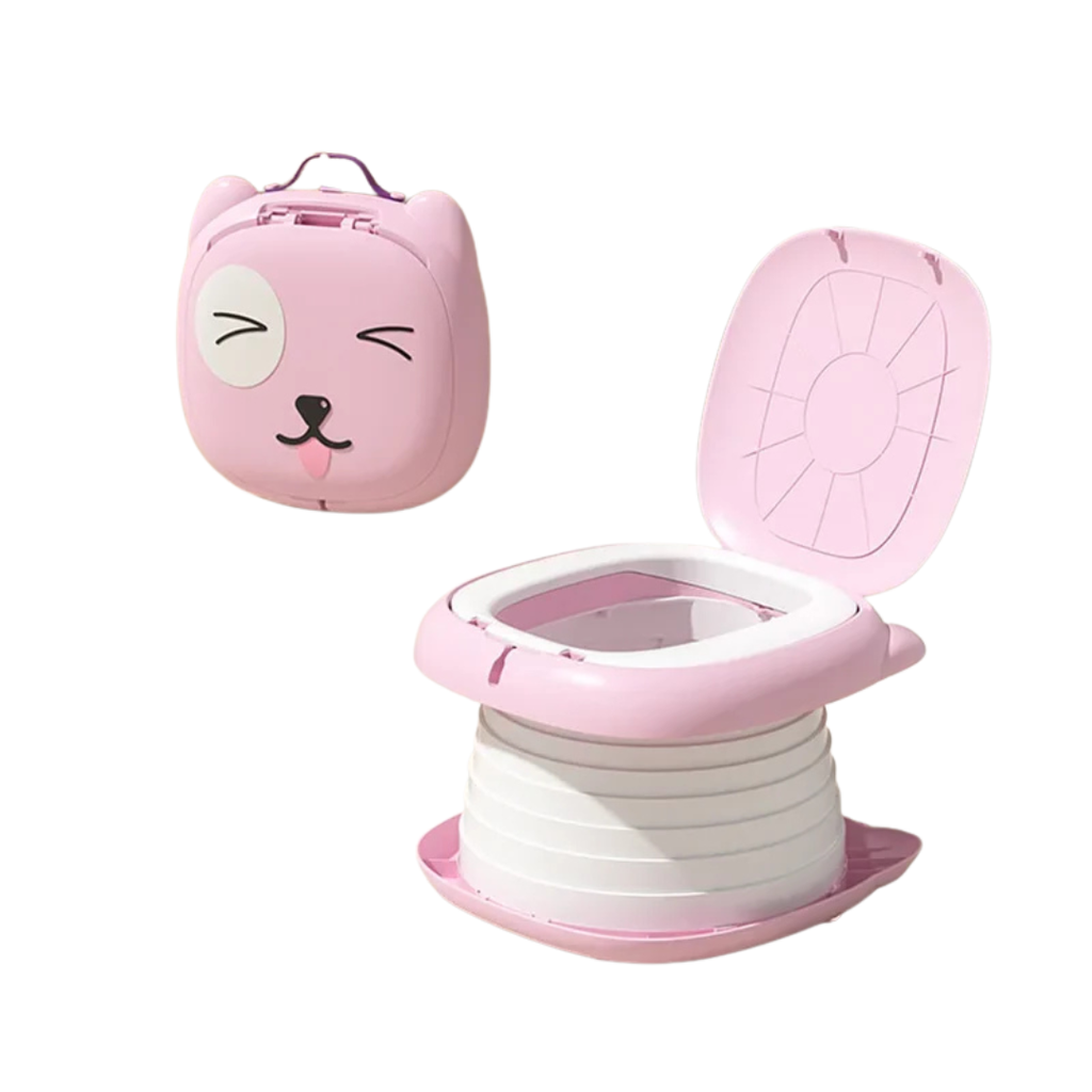 Portable Toddler Potty Training Toilet Foldable Travel Potty Seat for Baby Kids Car Camping Indoor Outdoor Bathroom Pink 17cm