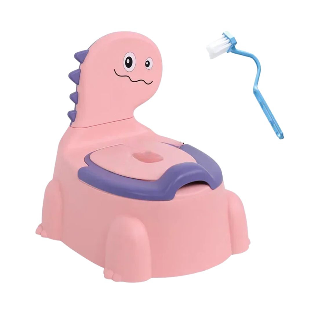Cartoon Dinosaur Baby Potty Toddler Toilet Training Seat Splash Proof Urinal Beginner Toilet for Boys Girls Pink 32.5×24.5×32cm