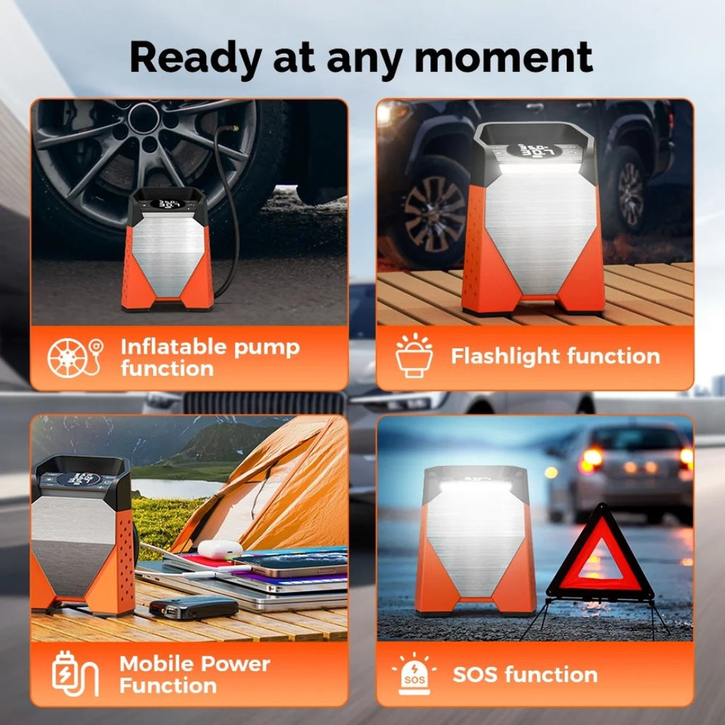 S3 Portable Tire Inflator 160 PSI Car Air Compressor 7800mAh Rechargeable Pump Motorcycle Ball Inflator Orange
