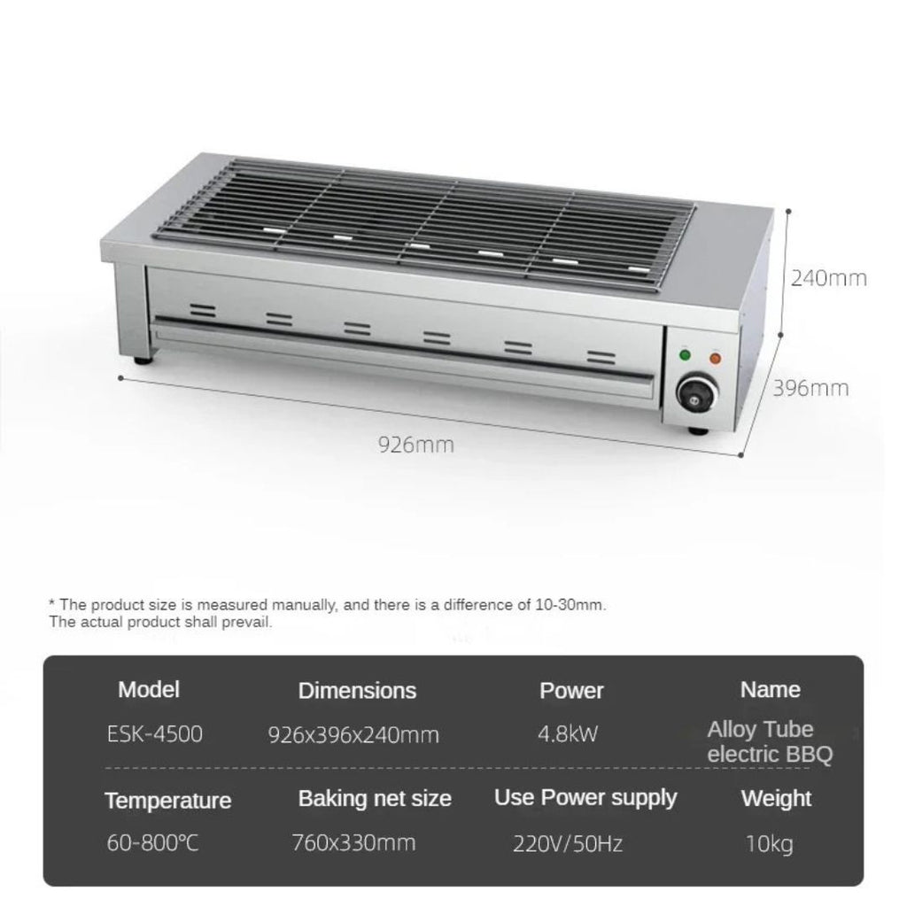Electric Smokeless BBQ Grill Cast Iron Indoor Commercial Grill for Skewers and Seafood