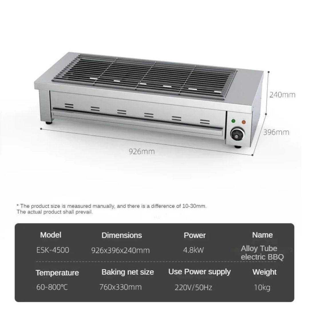 Electric Smokeless BBQ Grill Cast Iron Indoor Commercial Grill for Skewers and Seafood