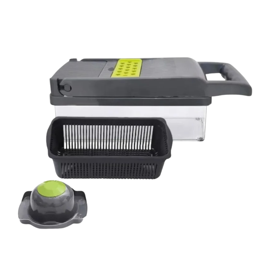 14 in 1 Vegetable Chopper Food Slicer Dicer Grater Multifunctional Kitchen Cutter with Handle Manual Processor Grey 28 × 10 × 11cm