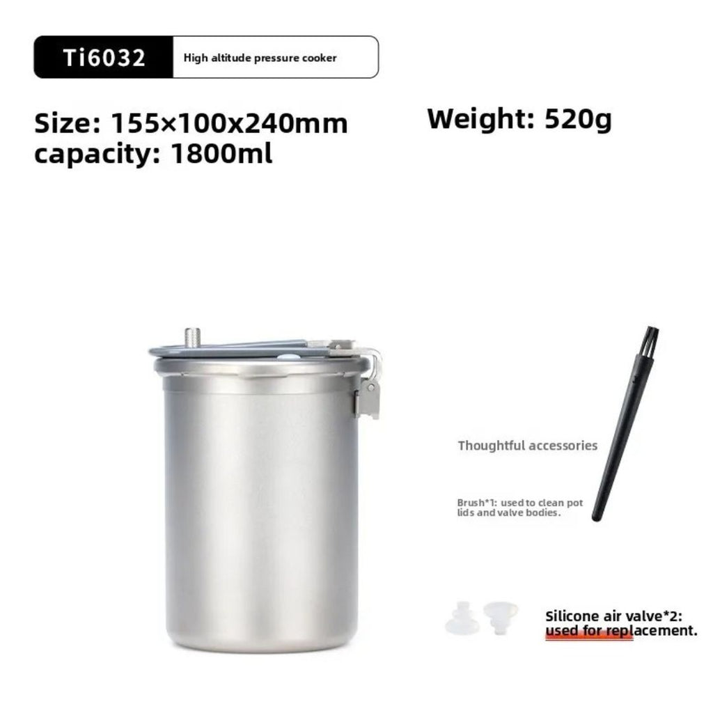 Titanium Pressure Cooker Outdoor Camping Pot Lightweight High Altitude Cooking Rice Cooker 15.5 × 10 × 24cm