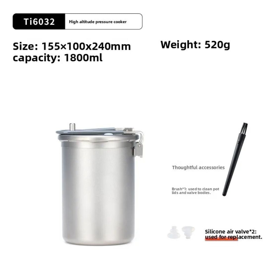 Titanium Pressure Cooker Outdoor Camping Pot Lightweight High Altitude Cooking Rice Cooker 15.5 × 10 × 24cm